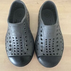 Native Black & Gray Perforated Slip-On Shoes (8)